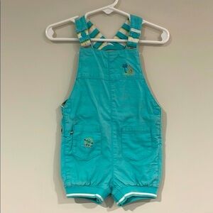 SERGENT MAJOR Infant Overalls Shorts Blue Cotton Unisex Ocean Sun Embroidered
